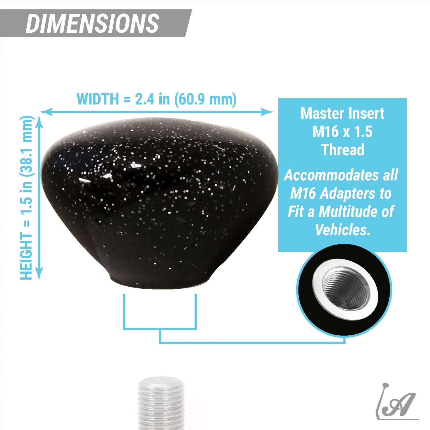 Orange Shift Pattern CP41n Black Retro Metal Flake Shift Knob w/ M16x1.5 Insert