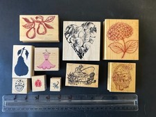 Rubber Stamp Lot of 10 Misc Mix Brands Vintage Combine Ship Stampin Up Hero 19