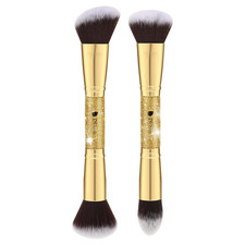 2Pcs Duo End Makeup Brushes, Synthetic Bristle Foundation Powder Buffer  Contou