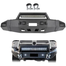 PICKOOR Front Bumper w/ Winch Plate Led Light for 10-18 Dodge Ram 2500 3500