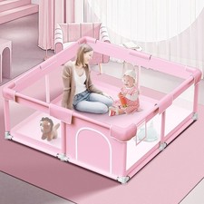 Pink Baby Playpen 50x50 Inches Baby Playpen for Little Princess Play Yards Indoo