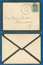 Apr 20 1907 Oxford Pa Cds Medium Thick Border Mourning Cover - Avondale 300 Apr 20 1907 Oxford Pa Cds Medium Thick Border Mourning Cover - Avondale 300