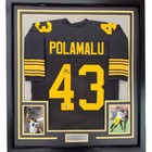 FRAMED Autographed/Signed TROY POLAMALU 33x42 Pittsburgh CR Jersey Beckett COA