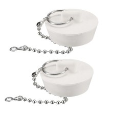 2Pcs Rubber Drain Stopper with Chain and Hanging Ring Fits 1-3/8" to 1-1/2"