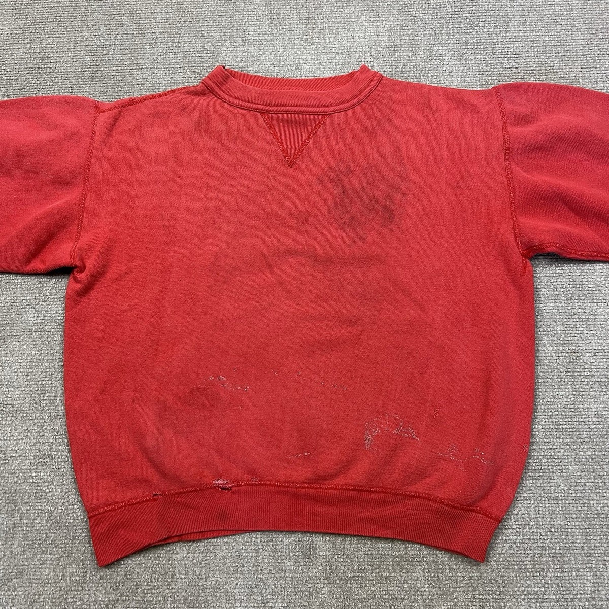 Vintage 60s 70s Russell Single V Crewneck Sweatshirt Cotton Blend