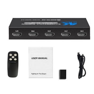5 in 1 Out 4K@60Hz 5x1 HDMI Switcher HDMI 2.0 Switch with IR Remote Control