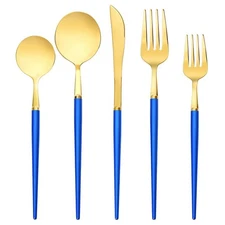 Artthome Cutlery Set - Silverware Set for 4 - Stainless Steel Royal Blue Gold...