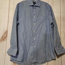 Pronto Uomo Mens Non-Iron Blue Micro Check Egyptian Cotton Dress Shirt 16 32/33