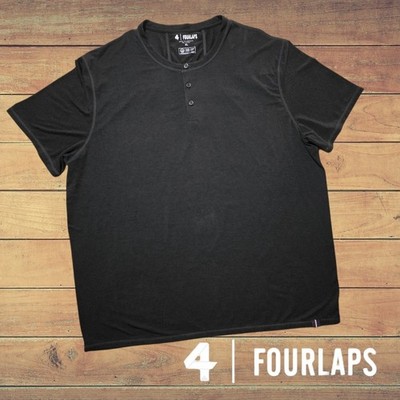 Fourlaps Mens Radius Re-Up Short Sleeve Henley Black XL