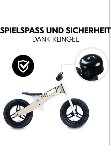 Laufrad Holz Zebra 12" Luftreifen höhenverstellbar ab 2 J. Hauck - Bild 2 von 7