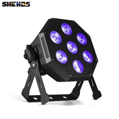 SHEHDS LED GlamoPar 7x12W RGBWA+UV 6in1 Par Light For DJ Disco Party Or Hand Bag