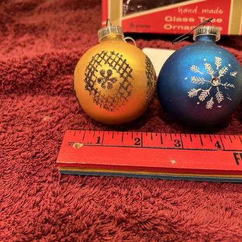 6 Vintage Austrian GLASS Christmas Ornament In Box 2 1/2” wide - Picture 4 of 16