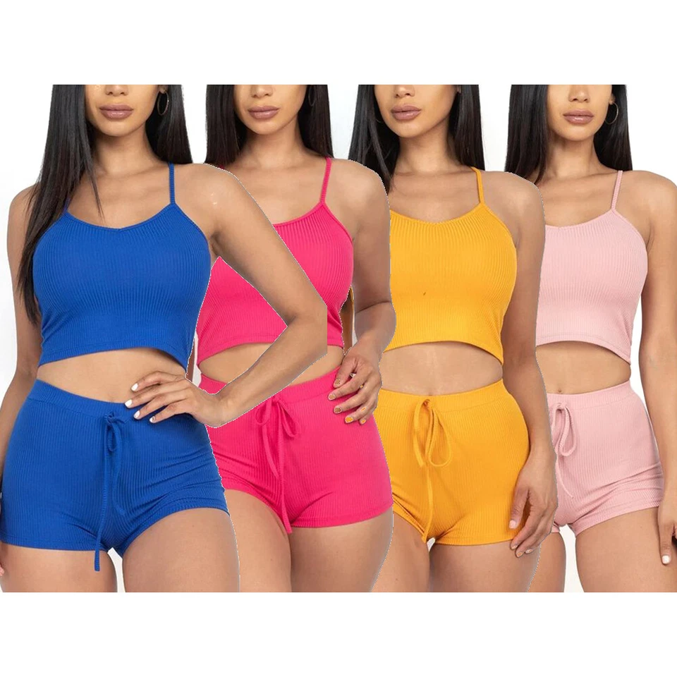 Conjunto de sujetador y pantalones cortos deportivos de cintura alta para mujer gimnasio entrenamiento yoga