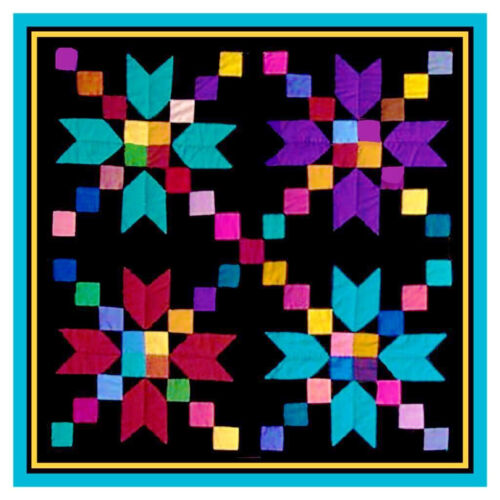 Geometrische Rosetten inspiriert von einem Amish Quilt gezählten Kreuzstich-Diagrammmuster - Bild 1 von 8