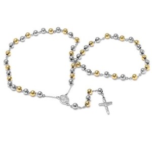 Authentic The Jewelry Element Men's two tone and 18k gold plated rosary