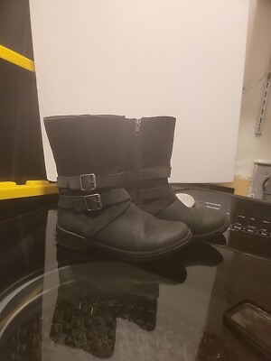 UGG® Lorna Women Shoes Waterproof Boots Black Leather/Suede Sz M