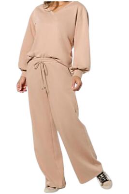 G By Giuliana Women's So Soft French Terry 2-piece Set Warm Taupe