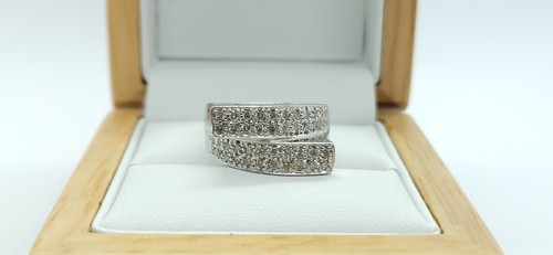 14ct White Gold 0.55ct Diamond set double row cluster ring - Picture 5 of 19