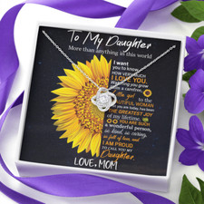 To My Daughter Necklace, Gift from Mom Dad, Birthday Gift, Love Knot Necklace