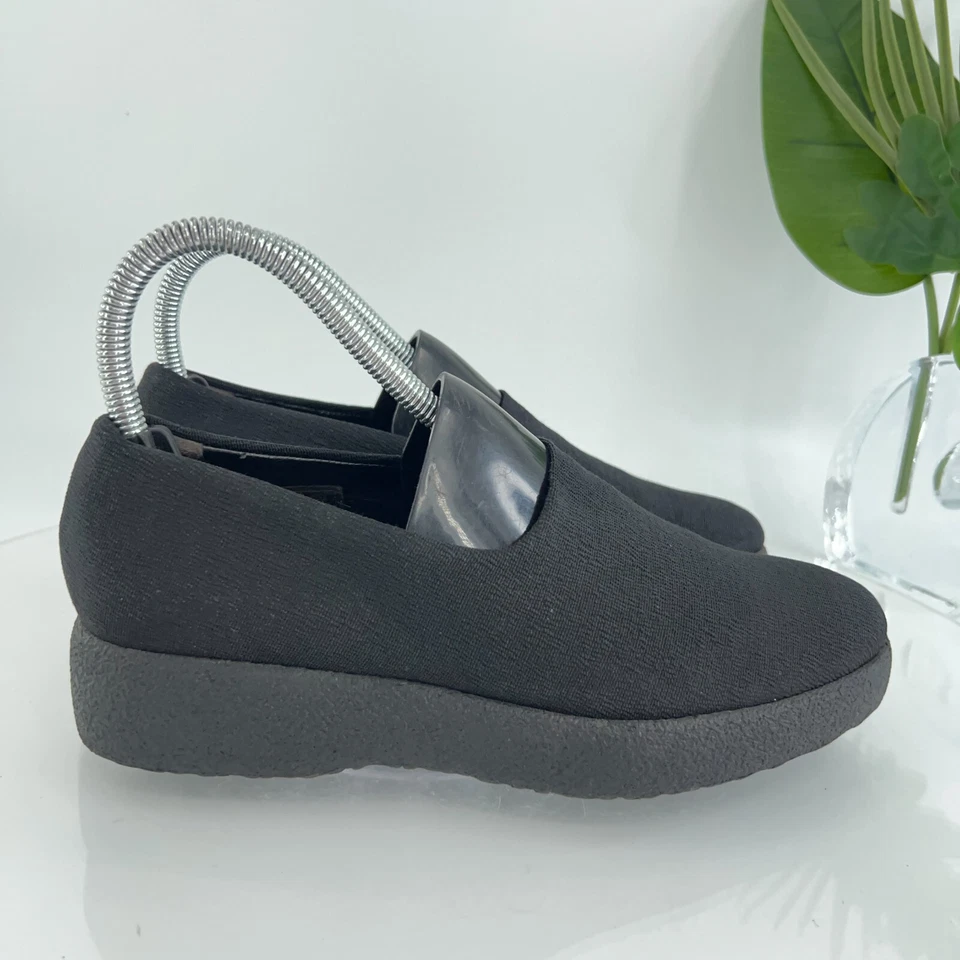 Mocasín Robert Clergerie Fretchyb Talla 6.5 Negro Tela Elástica Zapatos Cómodos Foto 2 de 4