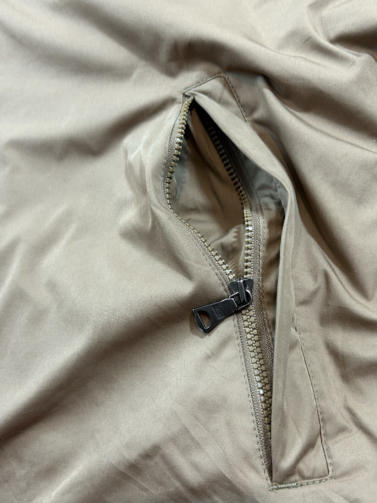 Polo Ralph Lauren Giacca Nylon Beige Piccolo Pony Cappuccio Cerniera Vintage Uomo Xl