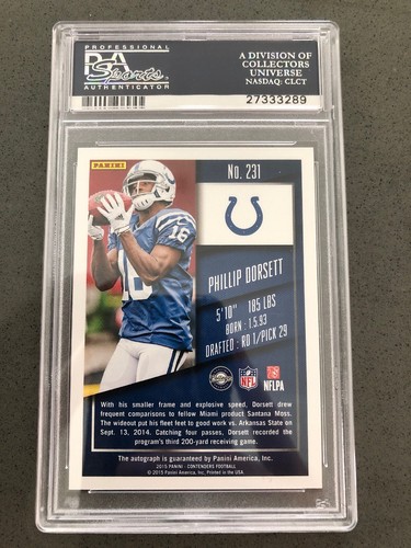 2015 Panini Contenders Phillip Dorsett RC Rookie #231 Autograph Auto PSA 10 Rare - Picture 2 of 5