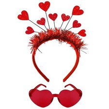 Valentine's Day Heart Headband Hair Band Red Hearts Boppers Hairband for Vale...