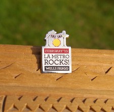 Wells Fargo Bank LA Metro Rocks! February '10 1 1/4" Metal & Enamel Pin Pinback