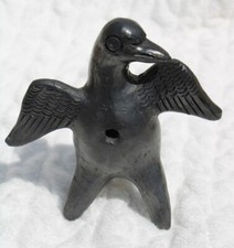 Vintage Handmade Barro Negro Mexican Pottery Bird Whistle/Musical Instrument