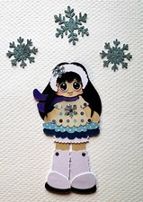 January Mini Calendar Girl Black Hair. Scrapbook, Card making Paper Piecing