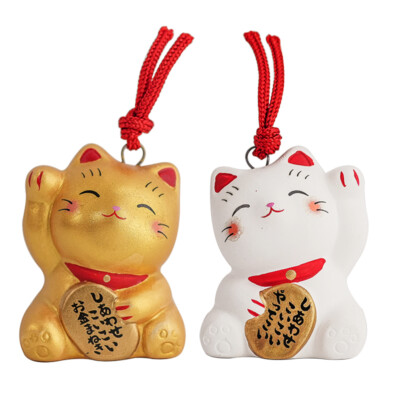Japanese Medicine Kiln Lucky Cat Lucky Earth Bell Ornament Mascot Pendant Gift