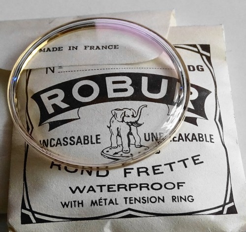 Verre De Montre Rond ROBUR 31.6 Mm - Avec Loupe - Frette étanche - Bague Dorée - NEUF