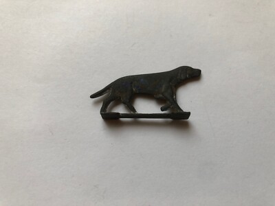 1918 CRACKER JACK PRIZE HUNTING DOG POINTER STAND UP CAST METAL BLUE PAINT