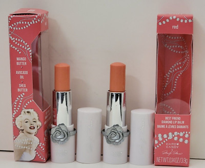 2 pk HARD CANDY X MARILYN MONROE BEST FRIEND DIAMOND LIP BALM 0.14 fl oz RED