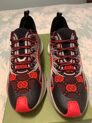 Gucci Run G Logo Knit Sneaker Size EU 40 US10 Unisex Black Red NIB