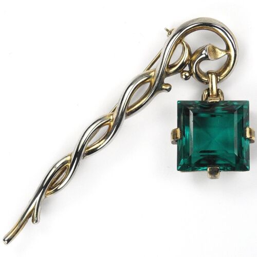 Trifari Alfred Philippe Square Cut Emerald Pendan… - image 1