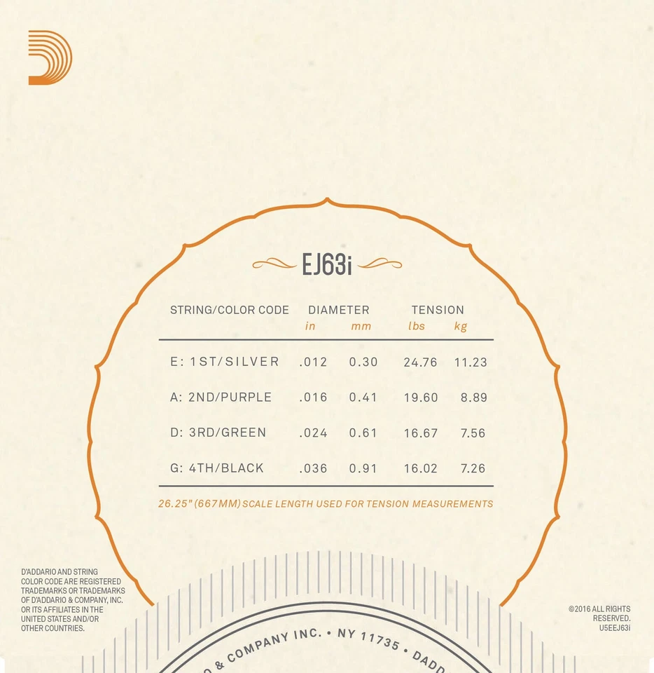 2 juegos de cuerdas de banjo tenor irlandés D'Addario EJ63i extremo de bucle medio Foto 3 de 4