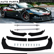 For Chevrolet Corvette C6 Front Bumper Lip Spoiler Splitter Gloss Black Body Kit