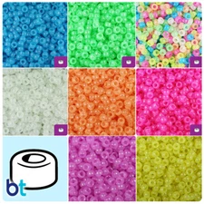 BeadTin Glow 6.5mm Mini Barrel Pony Beads (1000pcs) - Color choice