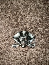 VINTAGE 1997 PIRATE SKULL FANTASY ARTWORK PEWTER BELT BUCKLE