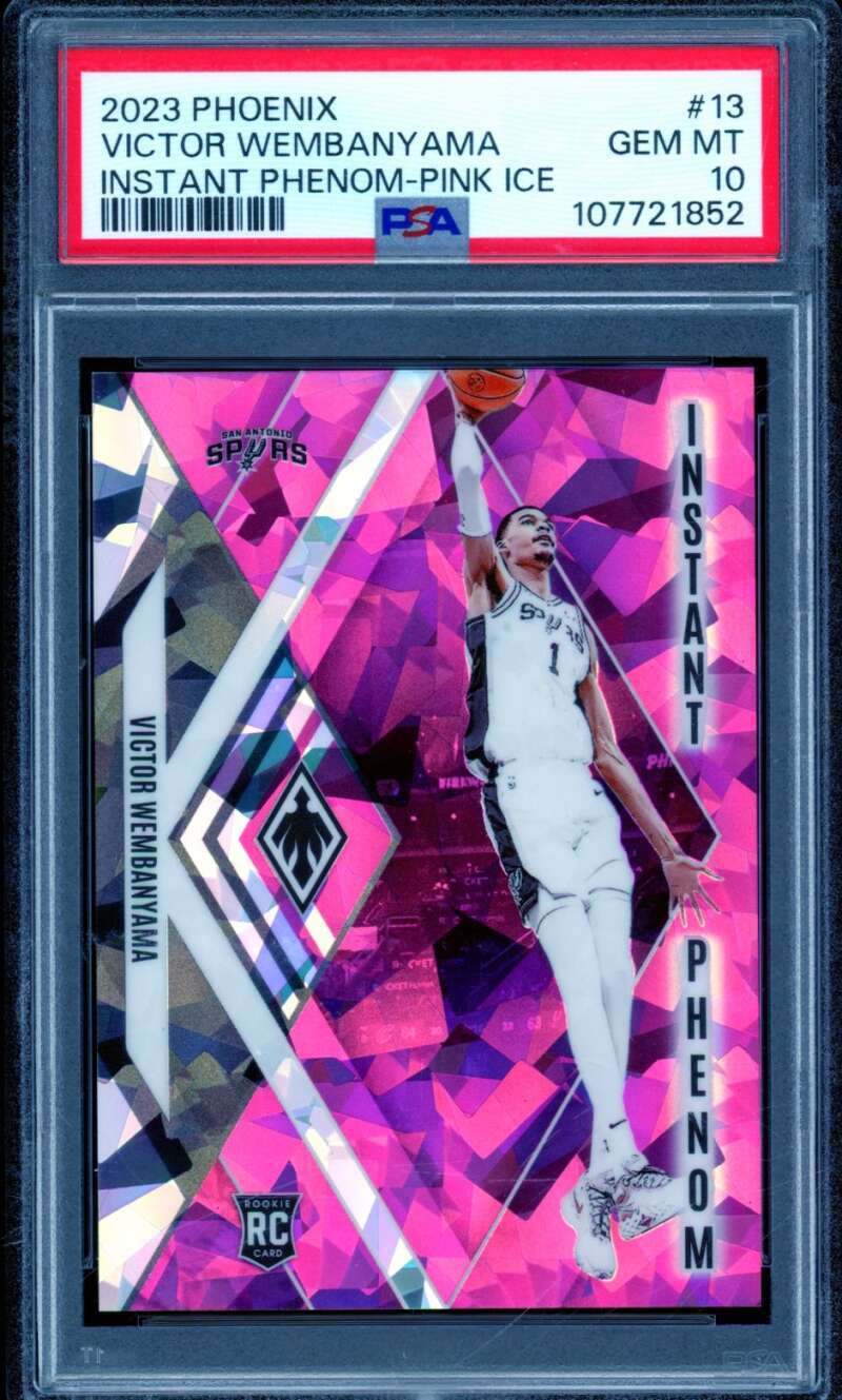 Victor Wembanyama Rookie 2023 Phoenix Instant Phenom Pink Ice (4/25) #13 PSA 10