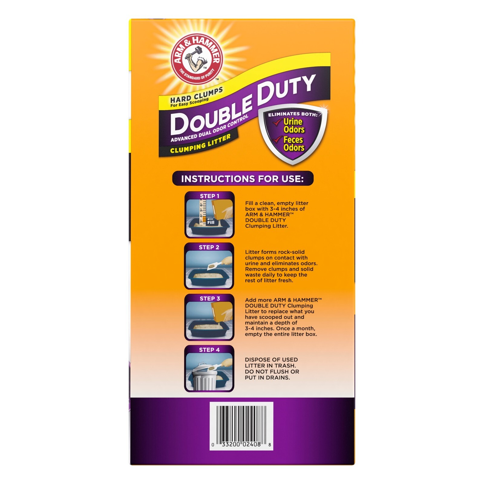 Arm Hammer Double Duty Dual Advanced Control Clumping Cat Litter, 40Lb