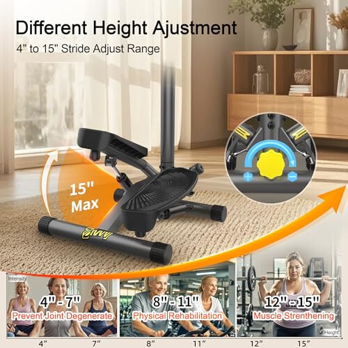 ZIWWVY Stepper Machine with Resistance Bands & Handlebar, Mini Stepper with 300L - Picture 5 of 6
