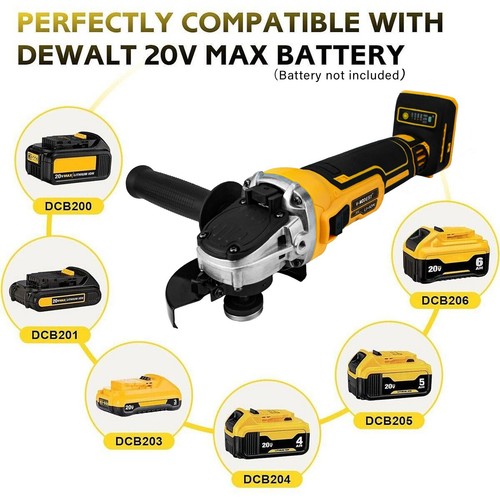 Cordless Angle Grinder Compatible Dewalt 20V MAX Battery 4-1/2" to 5" Brushless - Picture 2 of 14