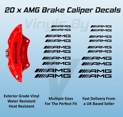 20 x AMG Bremssattel Aufkleber Sticker - Premium Vinyl - 10 Größen - Schwarz