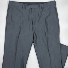 Calvin Klein Mens Dress Pants Size 34/30 Gray Polyester Flat Front Straight Leg