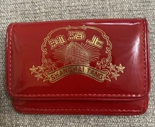 Shanghai Tang Red Patent Leather With Gold Lettering Coin Purse Mini Wallet