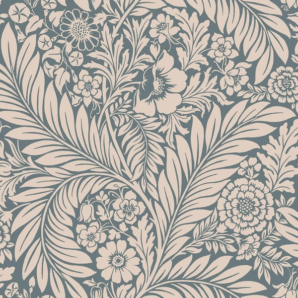 Florence Blatt World Of Wallpaper Vliestapete Waschbar Victorian Floral Blau 726-image