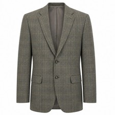 Jos A Bank Mens 41L Wool Blazer Sport Coat Brown Glen Plaid Two Button Jacket
