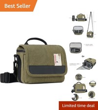 Cute Compact Canvas Camera Bag with 4 Compartments - Ideal for Photography Gear